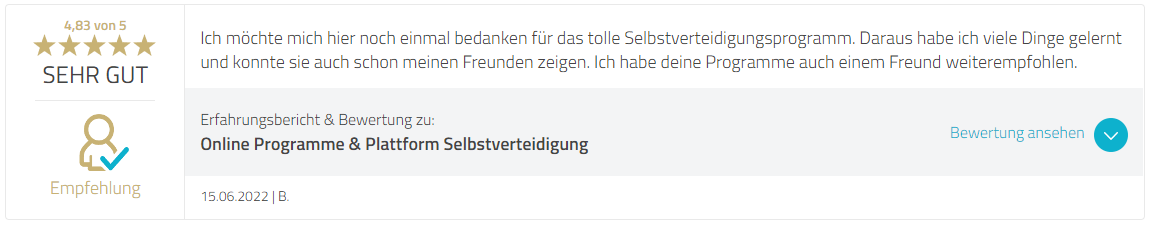 Bewertung Personal Training Selbstverteidigung München