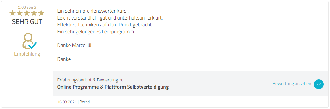 Bewertung-ProvenExpert-Strongline Academy - Marcel Descy