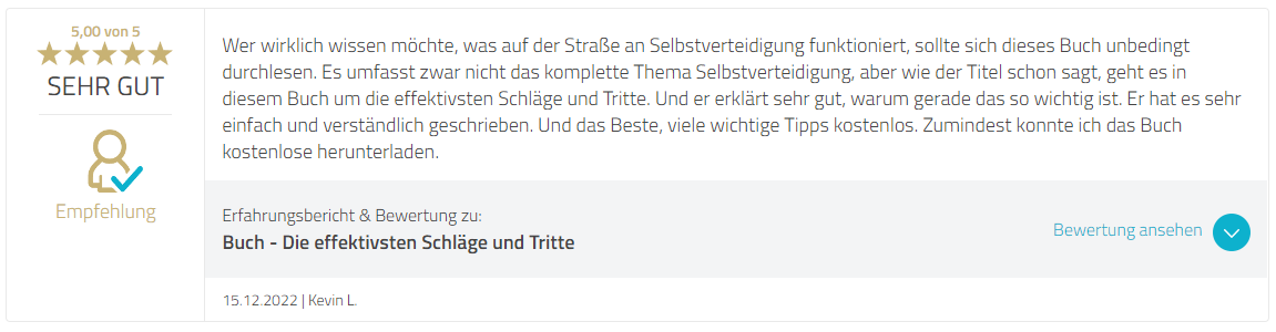 ProvenExpert Bewertung E-Book  - Effektive Schläge und Tritte