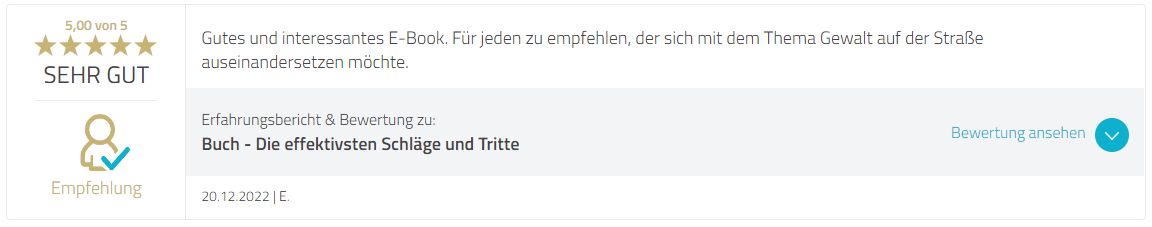 ProvenExpert Bewertung E-Book - Effektive Schläge und Tritte ProvenExpert Bewertung E-Book - Effektive Schläge und Tritte