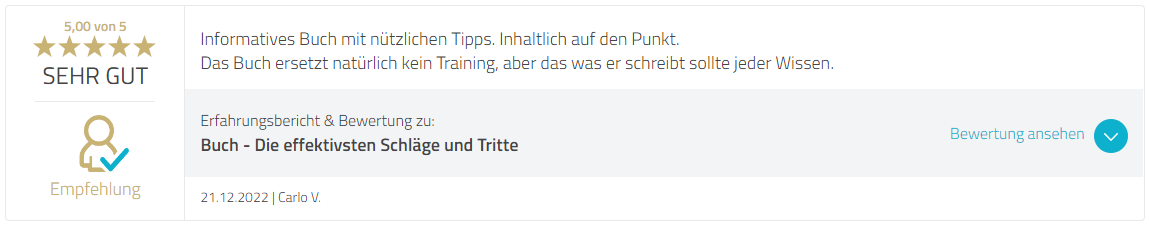 ProvenExpert Bewertung E-Book - Effektive Schläge und Tritte ProvenExpert Bewertung E-Book - Effektive Schläge und Tritte