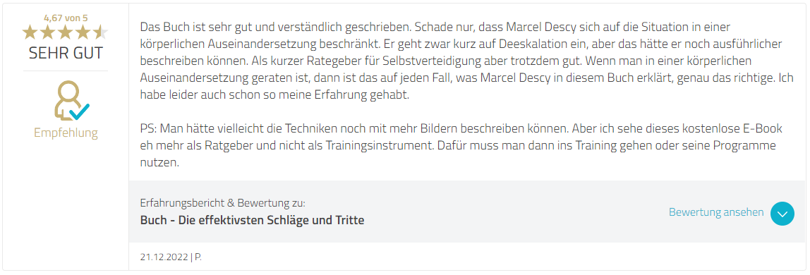 ProvenExpert Bewertung E-Book - Effektive Schläge und Tritte ProvenExpert Bewertung E-Book - Effektive Schläge und Tritte