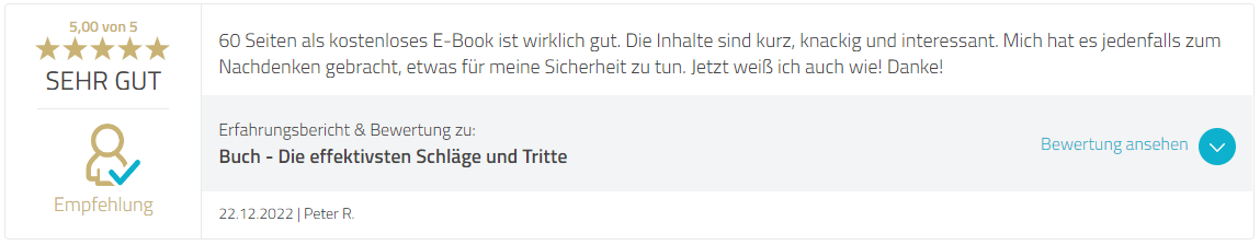 ProvenExpert Bewertung E-Book - Effektive Schläge und Tritte ProvenExpert Bewertung E-Book - Effektive Schläge und Tritte