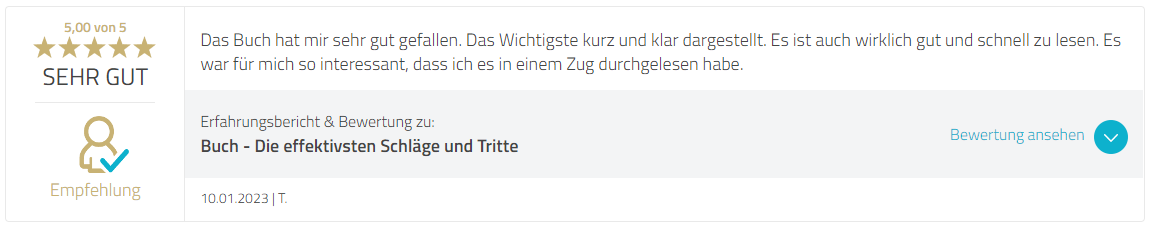ProvenExpert Bewertung E-Book - Effektive Schläge und Tritte ProvenExpert Bewertung E-Book - Effektive Schläge und Tritte