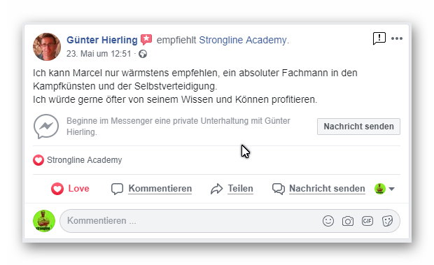 Bewertung Facebook - Strongline Academy - Marcel Descy Bewertung Facebook - Strongline Academy - Marcel Descy
