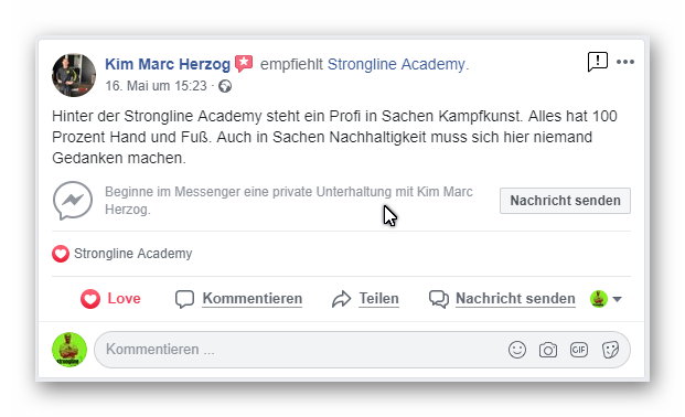 Bewertung Facebook - Strongline Academy - Marcel Descy Bewertung Facebook - Strongline Academy - Marcel Descy