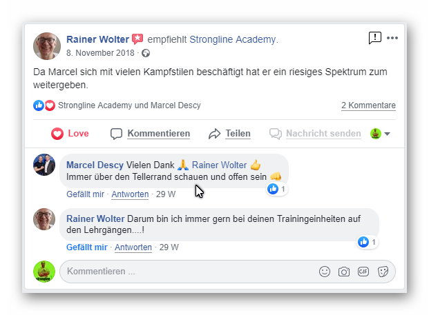 Bewertung Facebook - Strongline Academy - Marcel Descy Bewertung Facebook - Strongline Academy - Marcel Descy