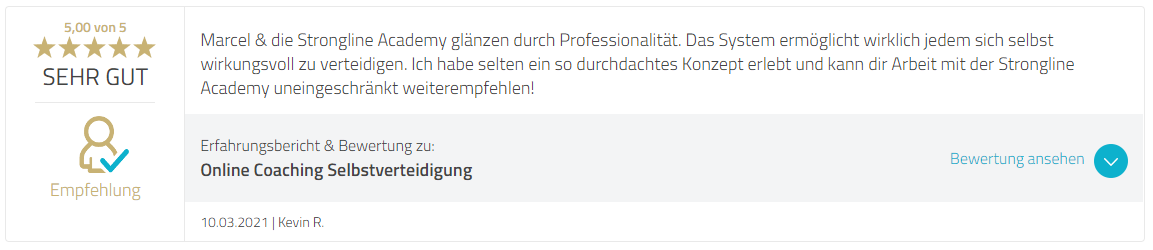 Bewertung Kevin - Strongline Academy Bewertung Kevin - Strongline Academy