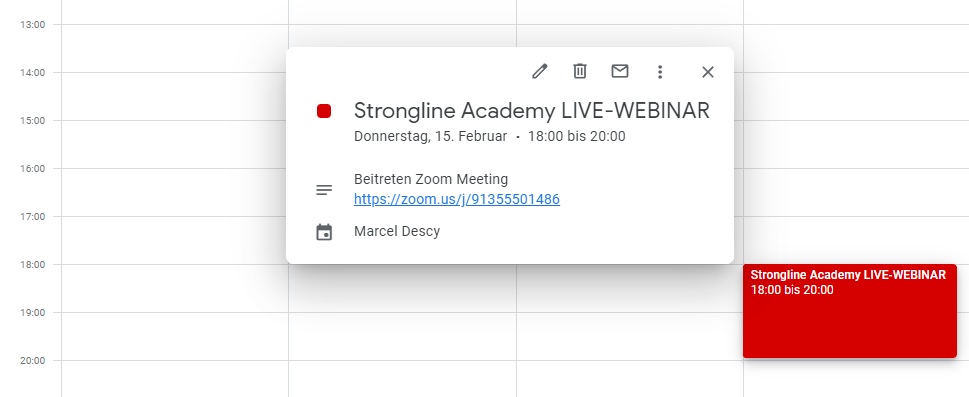 Screenshot Kalender LIVE-WEBINAR