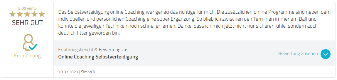Bewertung Online Coaching - Strongline Academy - Marcel Descy
